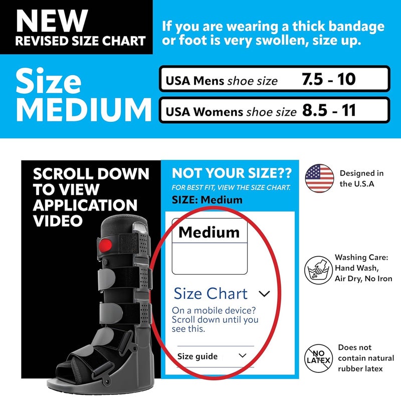 Braceapedia Rapid Recover Tall Walking Boot, Fracture Boot, Medical Grade Foot Brace for Fractures, Ankle Boot & Brace, Adjustable Air Pump, Sprain & Injury Recovery, Post Op Shoe for Injured Foot, Medium - Image 2